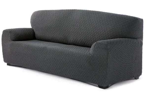 Poťah na sedačku multielastický, dezén MARTIN, tm.šedý štvorkreslo - š. 220 - 260 cm