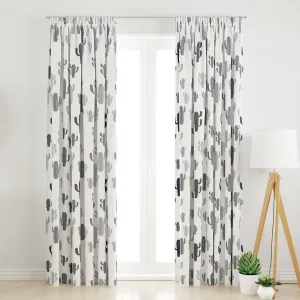 Záves dekoračný alebo textilný, OXY Kaktusy, sivo-čierny 150 cm 150 cm