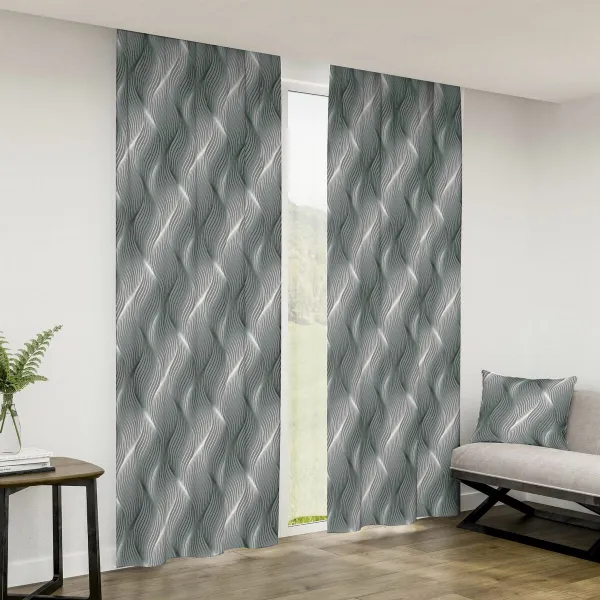 Záves dekoračný alebo látka, OXY Waves, sivý, 150 cm 150 cm