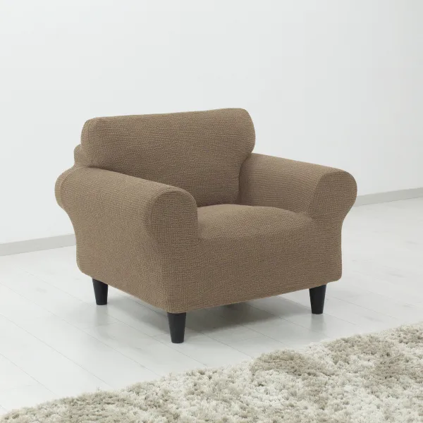 Poťah na sedačku multielastický, Denia, oriešková štvorkreslo - š. 220 - 260 cm