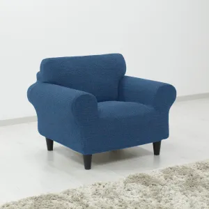 Poťah na sedačku multielastický, Denia, modrý štvorkreslo - š. 220 - 260 cm