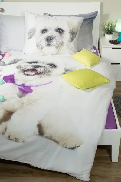 Obliečky bavlnené, Šteňa s mašľou