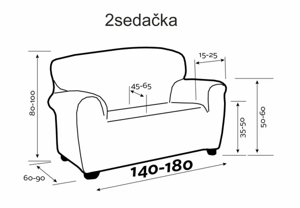 Poťah na sedačku obojstranný elastický, Irpin, šedý dvojkreslo 140 x 180 cm
