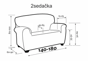 Poťah na sedačku obojstranný elastický, Irpin, šedý dvojkreslo 140 x 180 cm