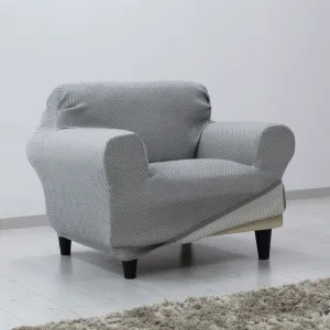 Poťah na sedačku obojstranný elastický, Irpin, šedý dvojkreslo 140 x 180 cm