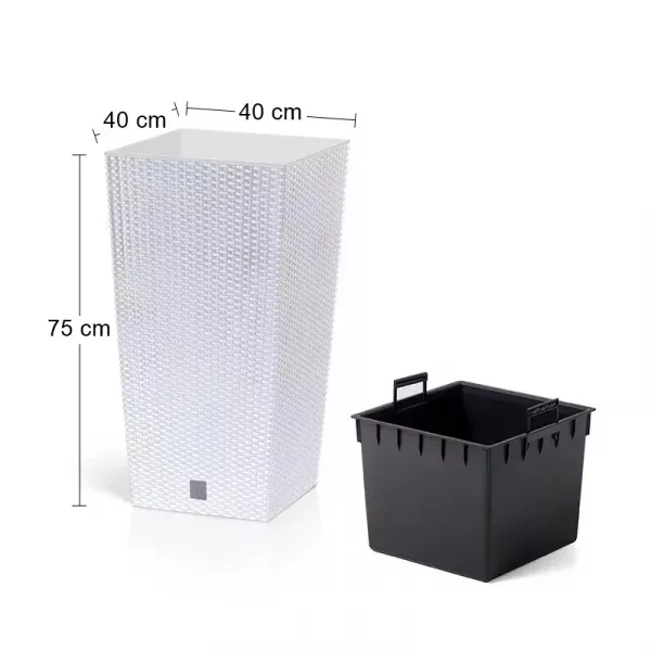 Prosperplast Kvetináč s vložkou Rato Square (40 x 75 x 40 cm (Š x V x H), biela)