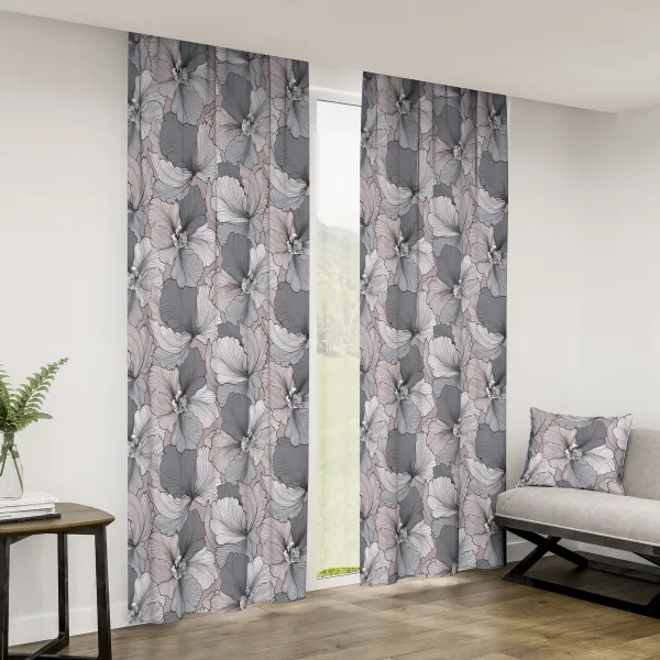 Záves dekoračný alebo látka, OXY Ibištek ružovo šedý, 150 cm 150 cm