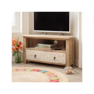 indickynabytok.sk - TV stolík rohový Sita 110x60x50 indický masív mango