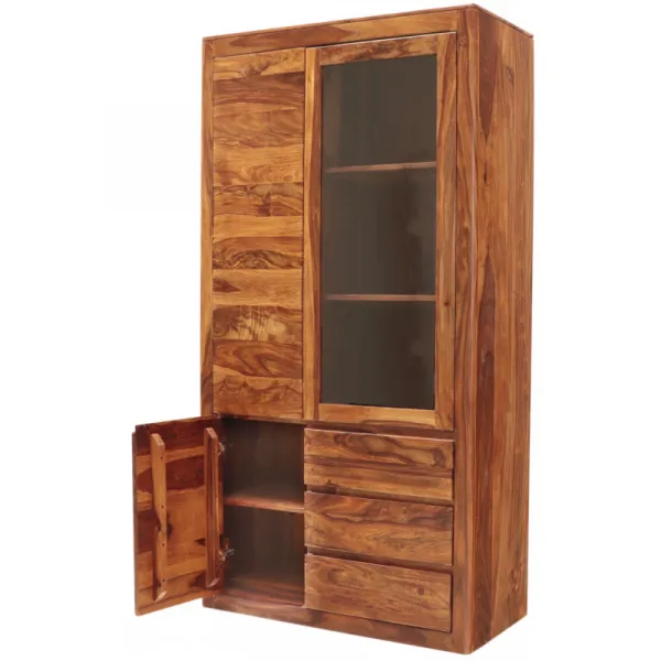 indickynabytok.sk - Vitrína Tina 100x190x45 indický masív palisander