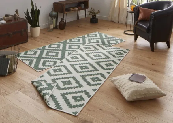 NORTHRUGS - Hanse Home koberce Kusový koberec Twin-Wendeteppiche 103131 grün creme – na von aj na doma - 80x150 cm