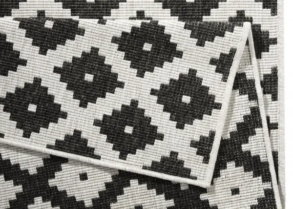 NORTHRUGS - Hanse Home koberce Kusový koberec Twin-Wendeteppiche 103124 schwarz creme – na von aj na doma - 80x150 cm