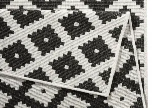NORTHRUGS - Hanse Home koberce Kusový koberec Twin-Wendeteppiche 103124 schwarz creme – na von aj na doma - 80x150 cm