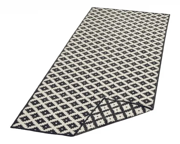 NORTHRUGS - Hanse Home koberce Kusový koberec Twin-Wendeteppiche 103124 schwarz creme – na von aj na doma - 80x150 cm