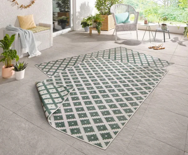 NORTHRUGS - Hanse Home koberce Kusový koberec Twin-Wendeteppiche 103125 grün creme – na von aj na doma - 80x350 cm