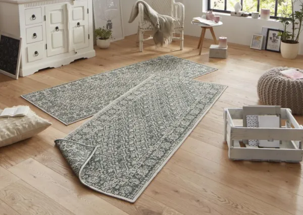 NORTHRUGS - Hanse Home koberce Kusový koberec Twin-Wendeteppiche 103115 grün creme – na von aj na doma - 80x150 cm