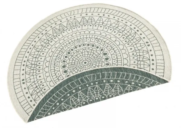 NORTHRUGS - Hanse Home koberce Kusový koberec Twin-Wendeteppiche 103103 creme grün – na von aj na doma - 100x100 (priemer) kruh cm