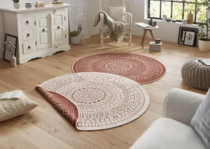 NORTHRUGS - Hanse Home koberce Kusový koberec Twin-Wendeteppiche 103102 creme terra – na von aj na doma - 100x100 (priemer) kruh cm