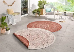 NORTHRUGS - Hanse Home koberce Kusový koberec Twin-Wendeteppiche 103102 creme terra – na von aj na doma - 100x100 (priemer) kruh cm