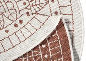 NORTHRUGS - Hanse Home koberce Kusový koberec Twin-Wendeteppiche 103102 creme terra – na von aj na doma - 100x100 (priemer) kruh cm