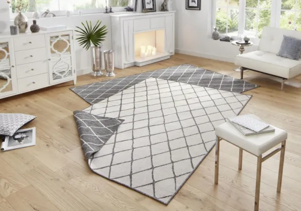 NORTHRUGS - Hanse Home koberce Kusový koberec Twin-Wendeteppiche 103118 grau creme – na von aj na doma - 80x150 cm