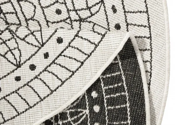 NORTHRUGS - Hanse Home koberce Kusový koberec Twin-Wendeteppiche 103101 creme schwarz – na von aj na doma - 100x100 (priemer) kruh cm
