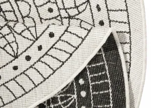 NORTHRUGS - Hanse Home koberce Kusový koberec Twin-Wendeteppiche 103101 creme schwarz – na von aj na doma - 100x100 (priemer) kruh cm