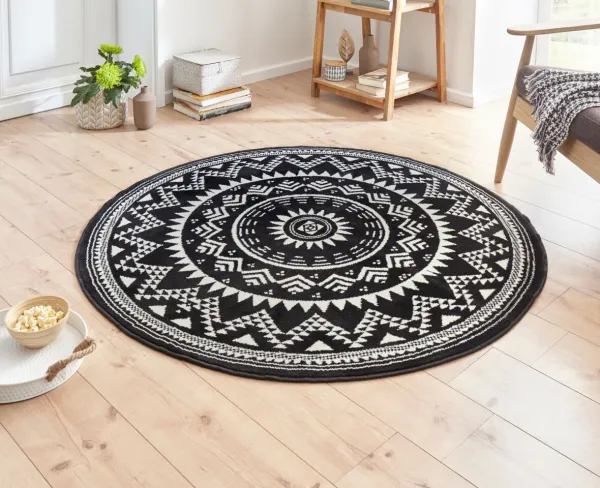 Hanse Home Collection koberce Kusový koberec Celebration 103441 Valencia Black - 200x200 (priemer) kruh cm