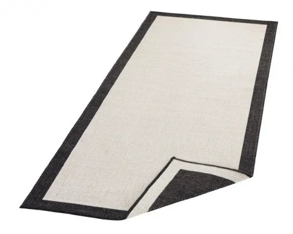 NORTHRUGS - Hanse Home koberce Kusový koberec Twin-Wendeteppiche 103105 creme schwarz – na von aj na doma - 80x250 cm