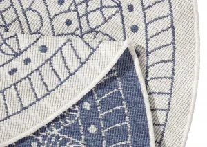 NORTHRUGS - Hanse Home koberce Kusový koberec Twin-Wendeteppiche 103104 creme blau – na von aj na doma - 100x100 (priemer) kruh cm