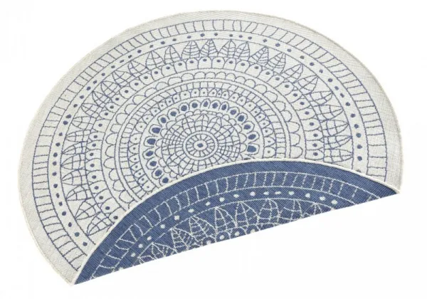NORTHRUGS - Hanse Home koberce Kusový koberec Twin-Wendeteppiche 103104 creme blau – na von aj na doma - 100x100 (priemer) kruh cm