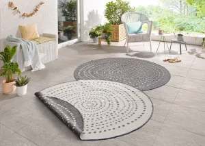NORTHRUGS - Hanse Home koberce Kusový koberec Twin-Wendeteppiche 103112 grau creme – na von aj na doma - 200x200 (priemer) kruh cm