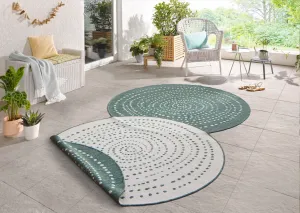 NORTHRUGS - Hanse Home koberce Kusový koberec Twin-Wendeteppiche 103111 grün creme – na von aj na doma - 200x200 (priemer) kruh cm