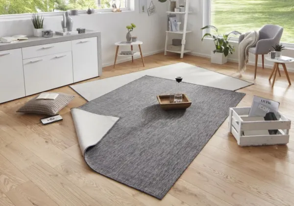 NORTHRUGS - Hanse Home koberce Kusový koberec Twin-Wendeteppiche 103097 grau creme – na von aj na doma - 120x170 cm