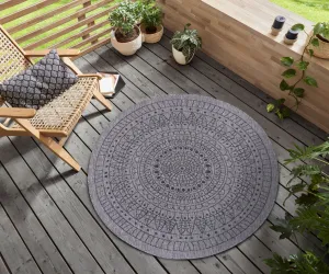 NORTHRUGS - Hanse Home koberce Kusový koberec Twin-Wendeteppiche 105476 Night Silver kruh – na von aj na doma - 100x100 (priemer) kruh cm