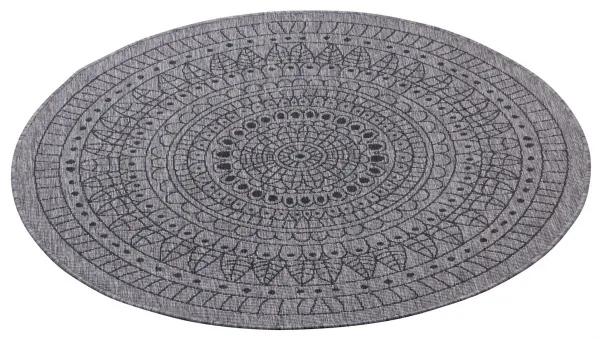 NORTHRUGS - Hanse Home koberce Kusový koberec Twin-Wendeteppiche 105476 Night Silver kruh – na von aj na doma - 100x100 (priemer) kruh cm