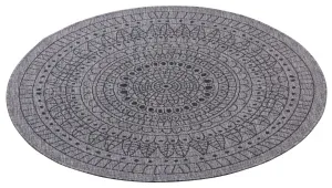 NORTHRUGS - Hanse Home koberce Kusový koberec Twin-Wendeteppiche 105476 Night Silver kruh – na von aj na doma - 100x100 (priemer) kruh cm
