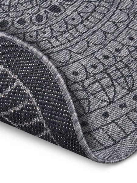 NORTHRUGS - Hanse Home koberce Kusový koberec Twin-Wendeteppiche 105476 Night Silver kruh – na von aj na doma - 100x100 (priemer) kruh cm