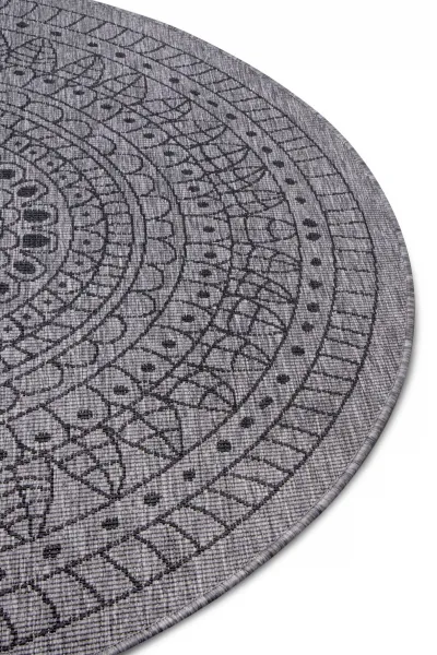 NORTHRUGS - Hanse Home koberce Kusový koberec Twin-Wendeteppiche 105476 Night Silver kruh – na von aj na doma - 100x100 (priemer) kruh cm