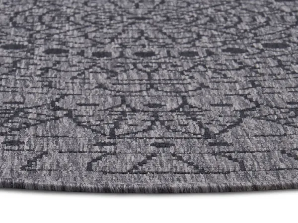NORTHRUGS - Hanse Home koberce Kusový koberec Twin-Wendeteppiche 105476 Night Silver kruh – na von aj na doma - 100x100 (priemer) kruh cm
