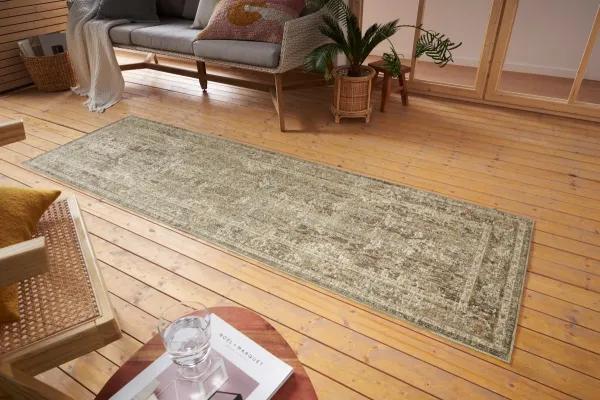 Nouristan - Hanse Home koberce Behúň Cairo 105592 Luxor Black Cream – na von aj na doma - 80x200 cm