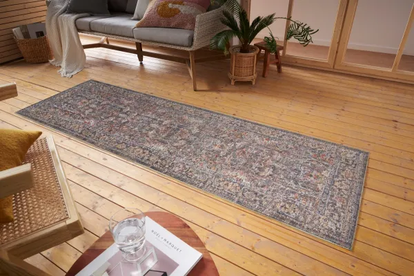 Nouristan - Hanse Home koberce Behúň Cairo 105588 Port Said Cream Blue – na von aj na doma - 80x200 cm