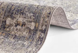 Nouristan - Hanse Home koberce Behúň Cairo 105588 Port Said Cream Blue – na von aj na doma - 80x200 cm