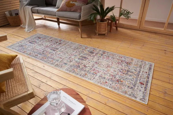 Nouristan - Hanse Home koberce Behúň Cairo 105591 Luxor Cream Multicolored – na von aj na doma - 80x200 cm