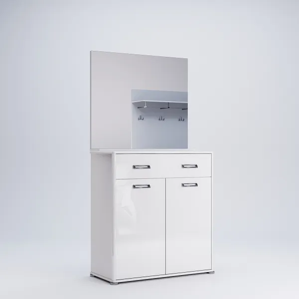 3kraft Zrkadlo Bella 90x78 cm lesklé biele