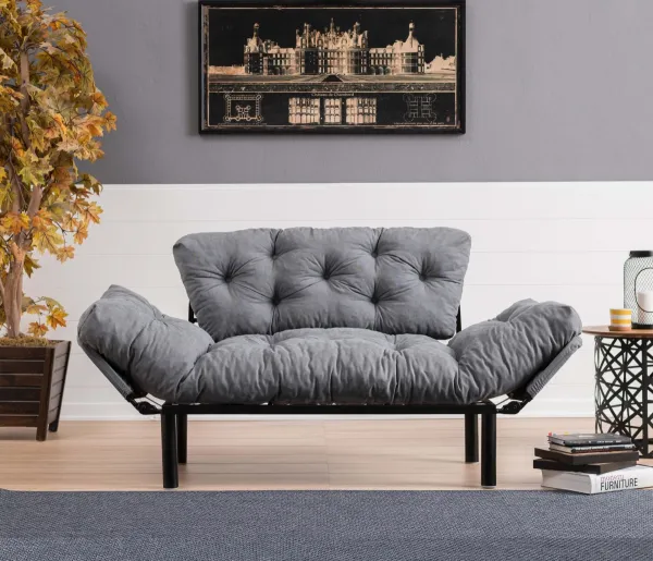Dvojmiestna pohovka, 155 x 85 x 70 cm, sivá