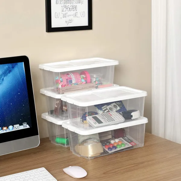 SONGMICS Univerzálny transparentný stohovateľný úložný box 12 ks
