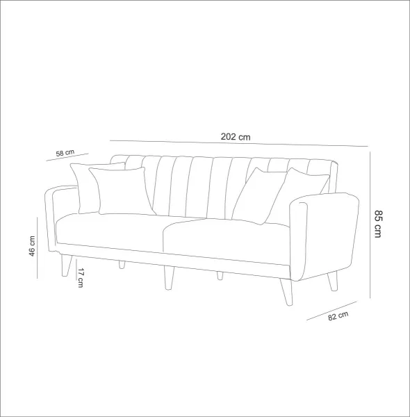Hanah Home 3-miestna pohovka Aqua 210 cm šedá