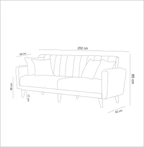 Hanah Home 3-miestna pohovka Aqua 210 cm šedá