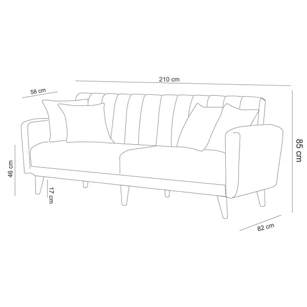 Hanah Home 3-miestna pohovka Aqua 210 cm šedá
