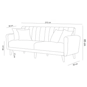 Hanah Home 3-miestna pohovka Aqua 210 cm šedá